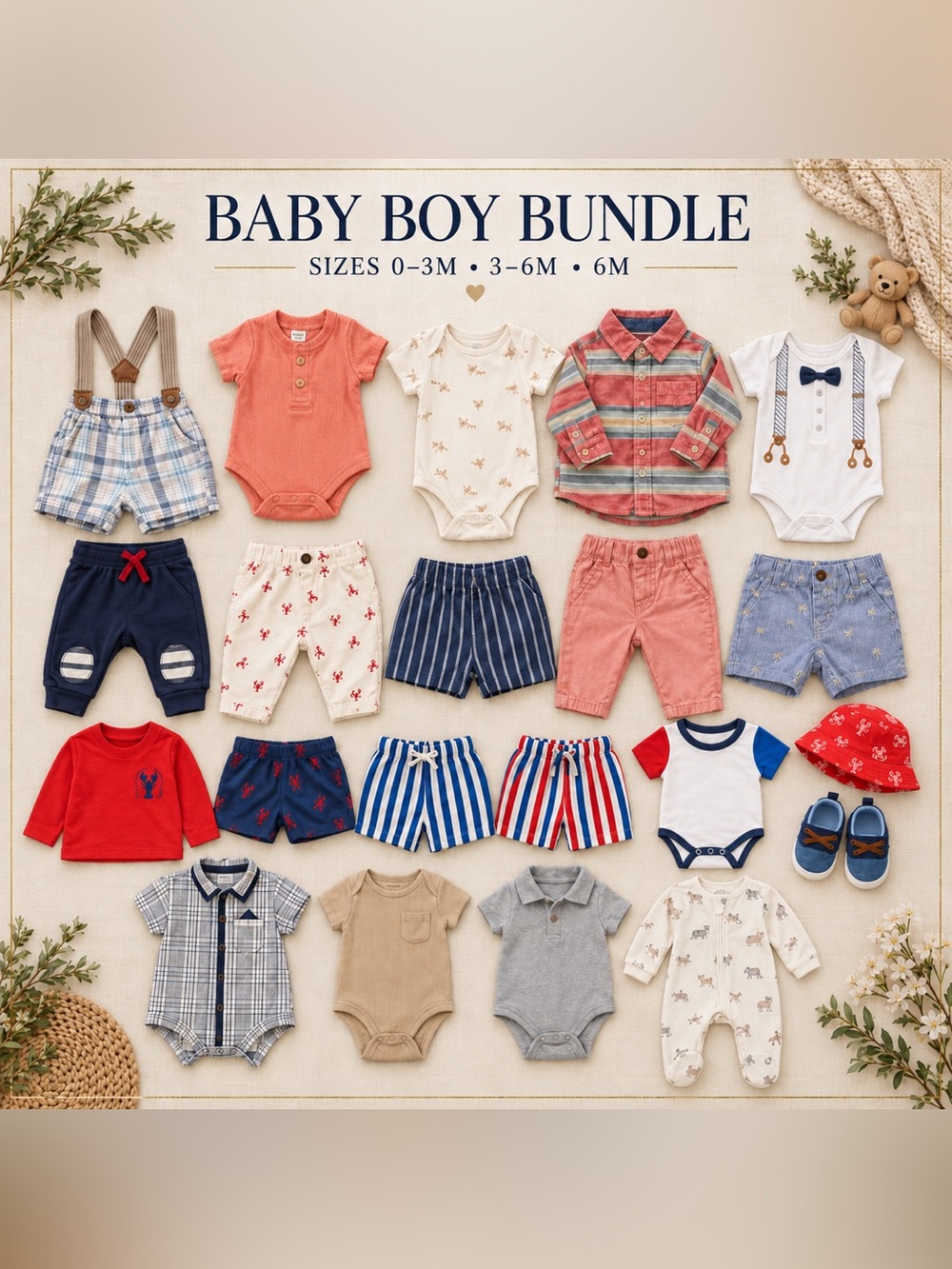 Baby Boy 0–6M 21pc Cat & Jack Little Me Bundle